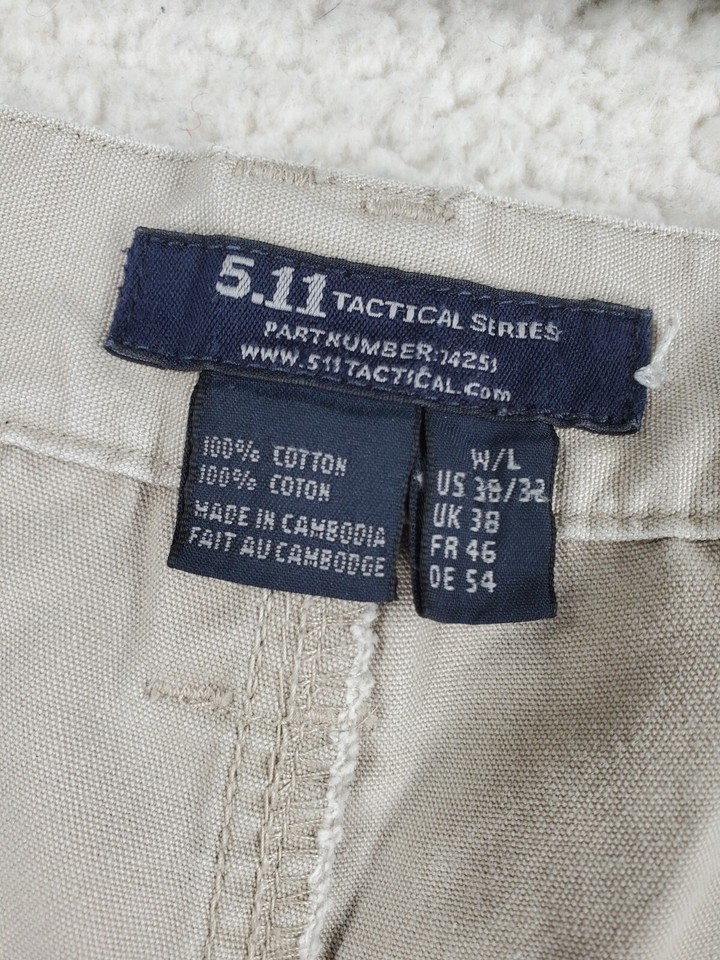 5.11 Tactical Cargo Pants Mens 38x32 Khaki Beige 74252l Wide Leg