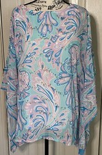 Bob Mackie Abstract Paisley Blouse Wearable Art Lightweight Large NWOT