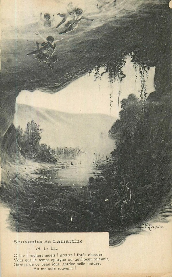 CP SOUVENIRS DE LAMARTINE ILLUSTRES LE LAC - Photo 1/1