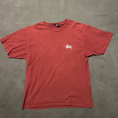 Men’s Stussy Spellout Logo Graphic Tee Short Sleeve T-Shirt Burgundy Red L Large - Bild 2 von 9
