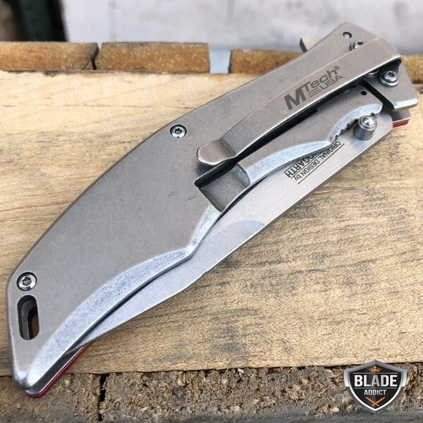 NAVAJA DE BOLSILLO MTech EE. UU. BANDERA AMERICANA ABIERTA CON RESORTE PLEGABLE EJÉRCITO PATRIÓTICA Foto 4 de 4