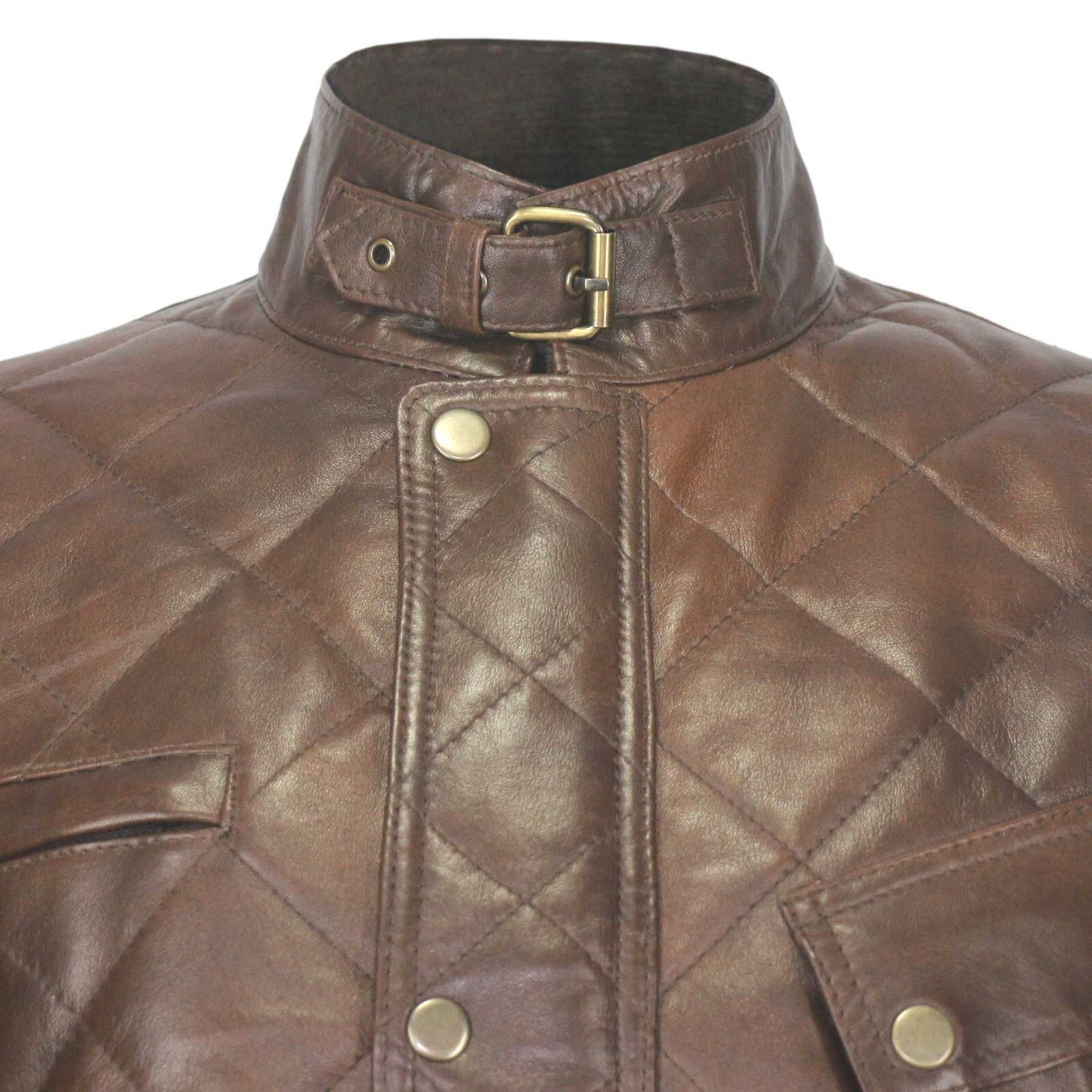 Panther Army Quilted Dark Vintage Retro Style Real Lamb Skin Leather Jacket Mens image 3