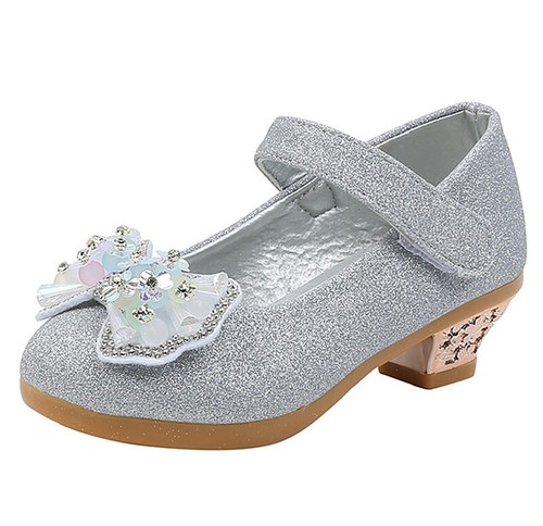 Kids Girls Princess Fashion Bow Low Heels Show Wedding Party Dress Dance Shoes - Picture 22 of 29