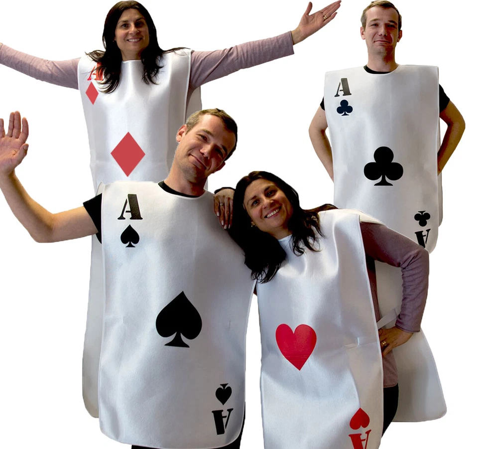 KRAUSE & SOHN Spielkarten Kostüm Ass verschiedene Farben Gruppenkostüm für Erwachsene Fasching