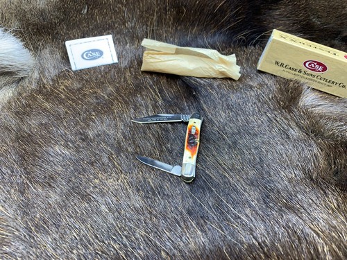 1996 Case R5208 SS Half Whittler Knife With Red Stag Handles Mint In Box P413 - Picture 12 of 24