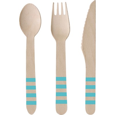 Holz-Besteck-Set mit Gabel Löffel Messer 24 tlg. Ananas Grillbesteck Pineapple