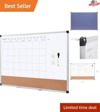 Classic Wall-Mounted Dry Erase and Cork Board with Silver Frame - 24x36 Inches