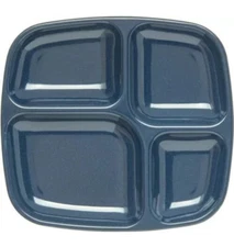 6 Pack- Carlisle 4398635 Cafe Blue Melamine 4 Compartment Server Tray 
