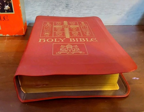Holy Bible Papal Edition 1951 Red Leather Catholic Press Original Box - Picture 6 of 13