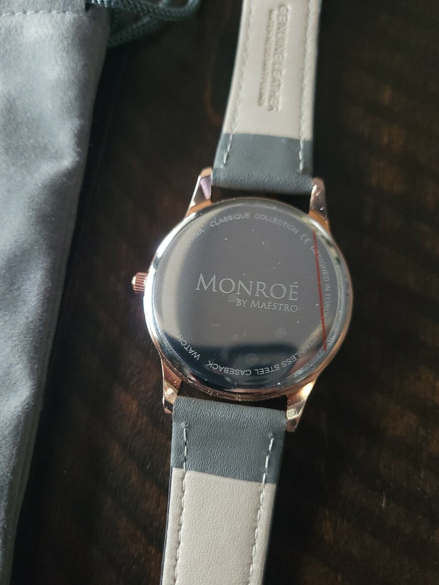WOMENS MONROE SOLEROSE CHARCOAL LEATHER WATCH-($105) | eBay display picture 2