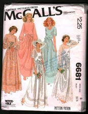 6681 Vintage McCalls Sewing Pattern Misses Wedding Gown Bridal Dress Bridesmaids