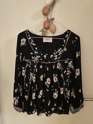 ba&sh Bluse Damen Oberteil Gr. 1 (EU 36) Schwarz mit Blumen Neu