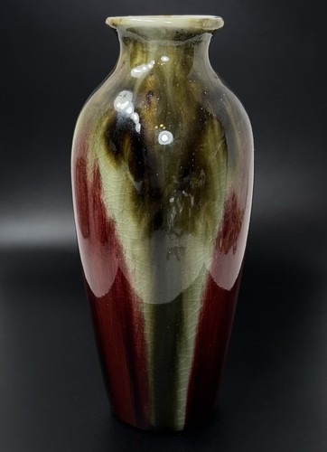 8" Elegante Expressions Hosley Keramik Vase Rot Reaktive Glasur MCM Stil - Bild 1 von 12