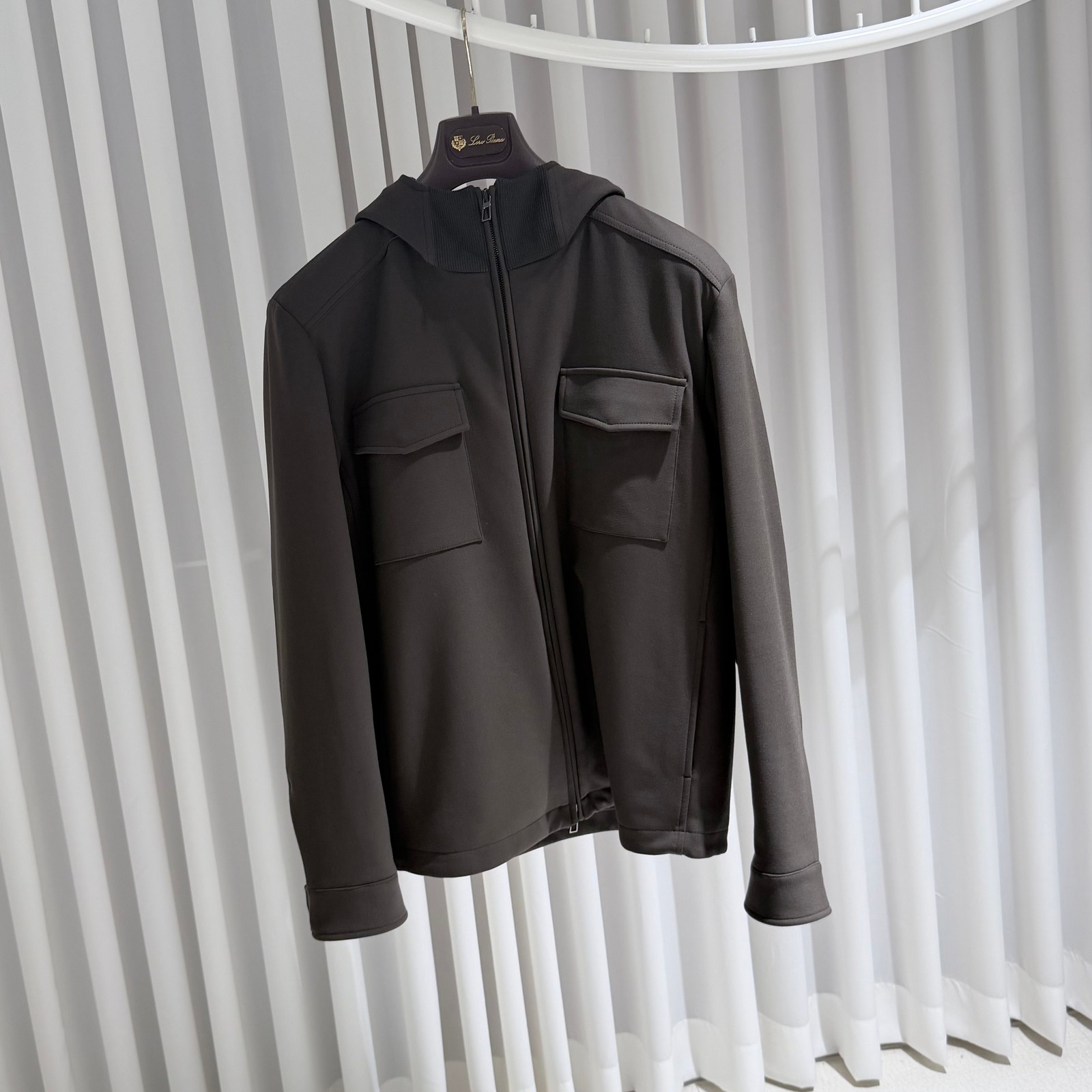 Loro Piana Wool Hooded Zip Jacket Dark Brown 156903299 [U] image 3