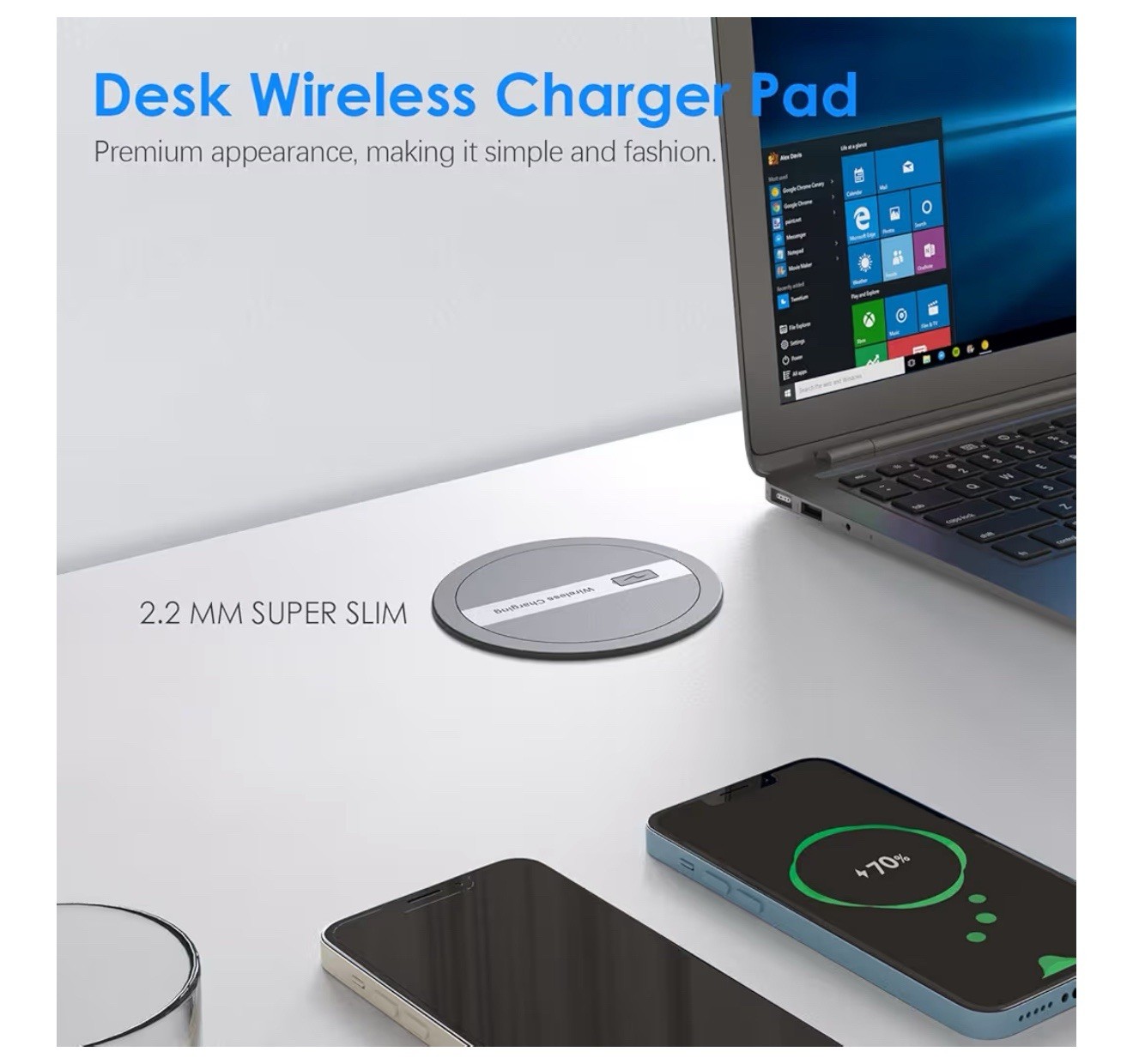 ANNQUAN 3.15" Pop Up Outlet with 15W Wireless Charger,Max 20W Power Delivery