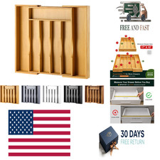 Expandable Bamboo Kitchen Drawer Organizer for Cutlery and Utensils, Adjustable