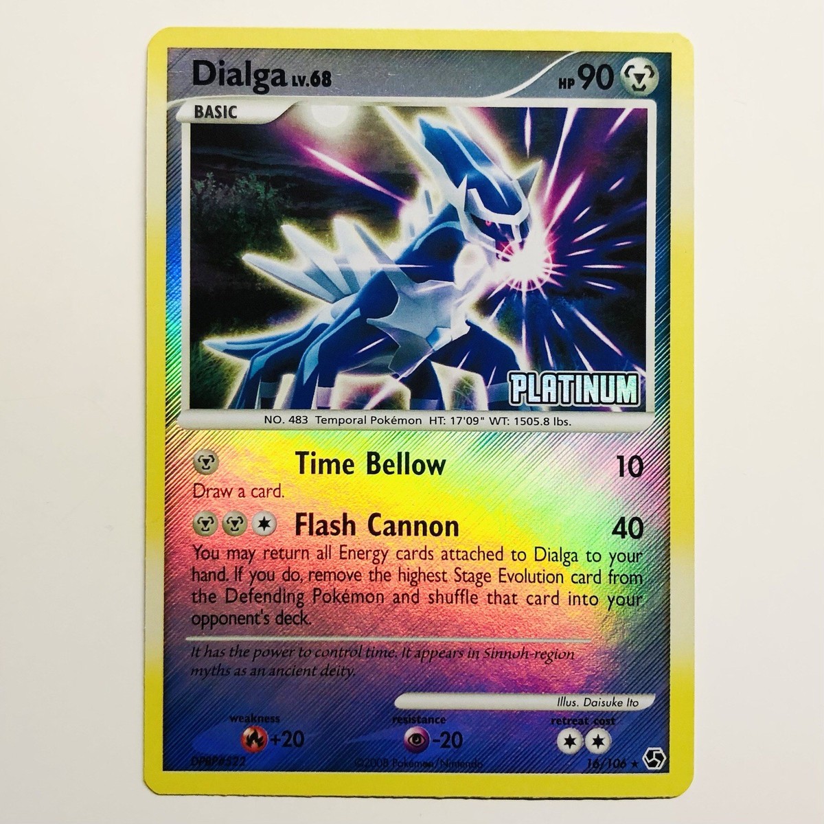 Pokemon 2008 Dialga 16/106 Platinum Stamped Burger King Reverse