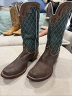 Brown Nocona Boots With Green Quilted Shafts Size 11.5D — photo 5