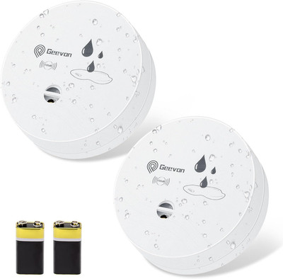 2-Pack Home Water Leak Detectors with 100dB Alarm System