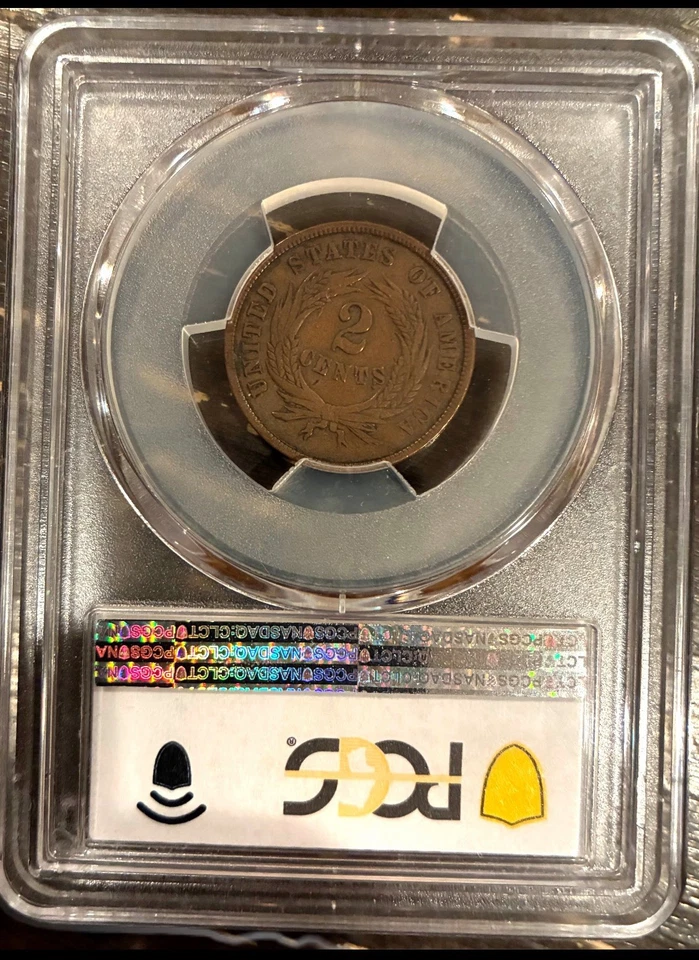 1865 2C Fancy 5 Civil War Coin PCGS F15 - Image 3 of 3