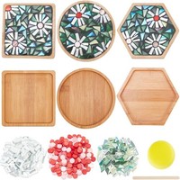 3 Stile Diy Mosaik-Bastelset, Blumenmosaik-Bambus-Untersetzer-Set FüR Handg2826