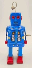 Unbranded No. MS403 Wind-Up 7" Walking Blue Space Robot, Working Partially 