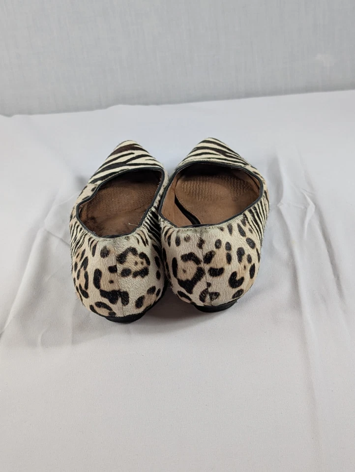 Corso Como Calf Hair Flats 8M Zebra Leopard Animal Print Pointed Toe Used - Image 4 of 4