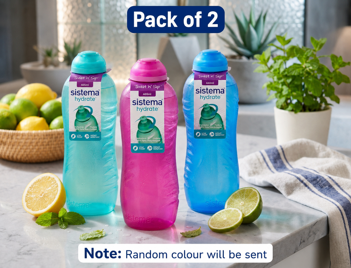3x Sistema Twist 'n' Sip Squeeze Sports Water Bottles Leakproof BPA-Free 460ml - Image 6