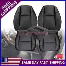 Fits 2007-2014 Chevy Silverado Front Leather AC Seat Cover & Armrest Cover Black