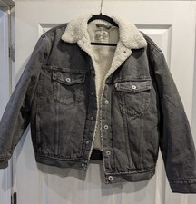 Levi  s Silvertab Sherpa Trucker Gray Denim Jacket Men  s Size Small