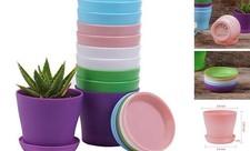 10 Pcs Plastic Planters Indoor Pots, Mini Pink / White / Purple / Blue / Green