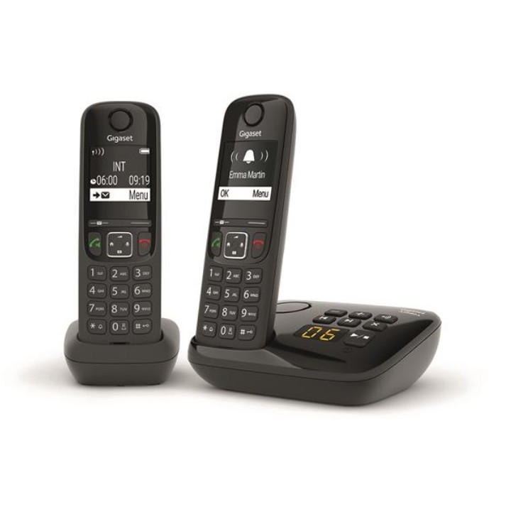 Téléphone sans fil DECT Gigaset AS690A Duo noir avec répondeur intégré