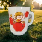Anchor Hocking Strawberry Shortcake Apple Dumpling 1980s Vintage Milk Glass Mug