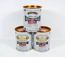 3 McCann's Steel Cut IRISH OATMEAL Non GMO 28 ounce canister 10/02/2026