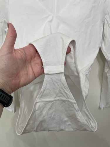 NWOT Everlane The Long-Sleeve V-Neck Bodysuit White Cheeky Cotton Women’s M - Picture 4 of 9