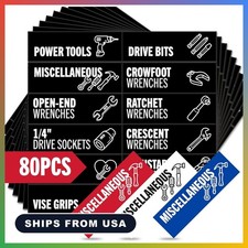 Tool Box Labels Magnetic 80 Piece Set Workshop Garage Organization Drawer Storag