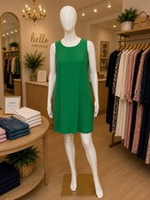 NWT Woman’s J.Crew Green Sleeveless Midi Shift Linen Dress With Pockets Size 0