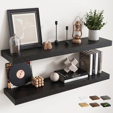 40 Inch Floating Shelves for Wall 2 Pack, 8"D Wood Grain Bathroom Shelves  I...