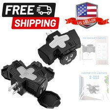 Electrical Multi-Outlet, 3-Way Indoor Outdoor Adapter with Protective Cover, ...