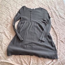 GAP xxl Gray Knit Button Long Sleeve Round Neck Sweater Dress Short