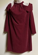 NEW Perfectly Priscilla Cold Shoulder Boutique Dress Size 3XL Red Sparkle