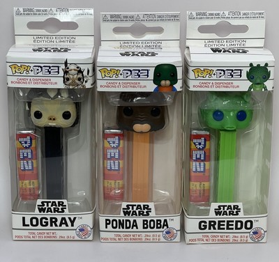 Funko Pop! Pez Star Wars Lot of 3 Unopened In Box Ponda Boba, Greedo, Logray