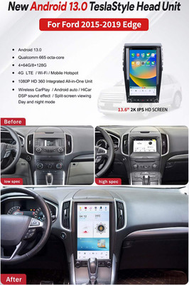 13.6''Car Multimedia CarPlay GPS Radio 4+64G For 15-2019 Ford Edge -SYNC3-Auto AC