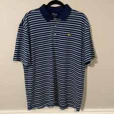 Master Tech Polo Shirt Short Sleeve XL Blue Striped Embroidered 