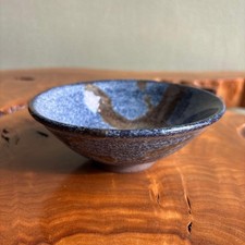 Vintage Matcha Bowl Blue Glaze Flat Tea Bowl Tea Bowl Tea Utensils