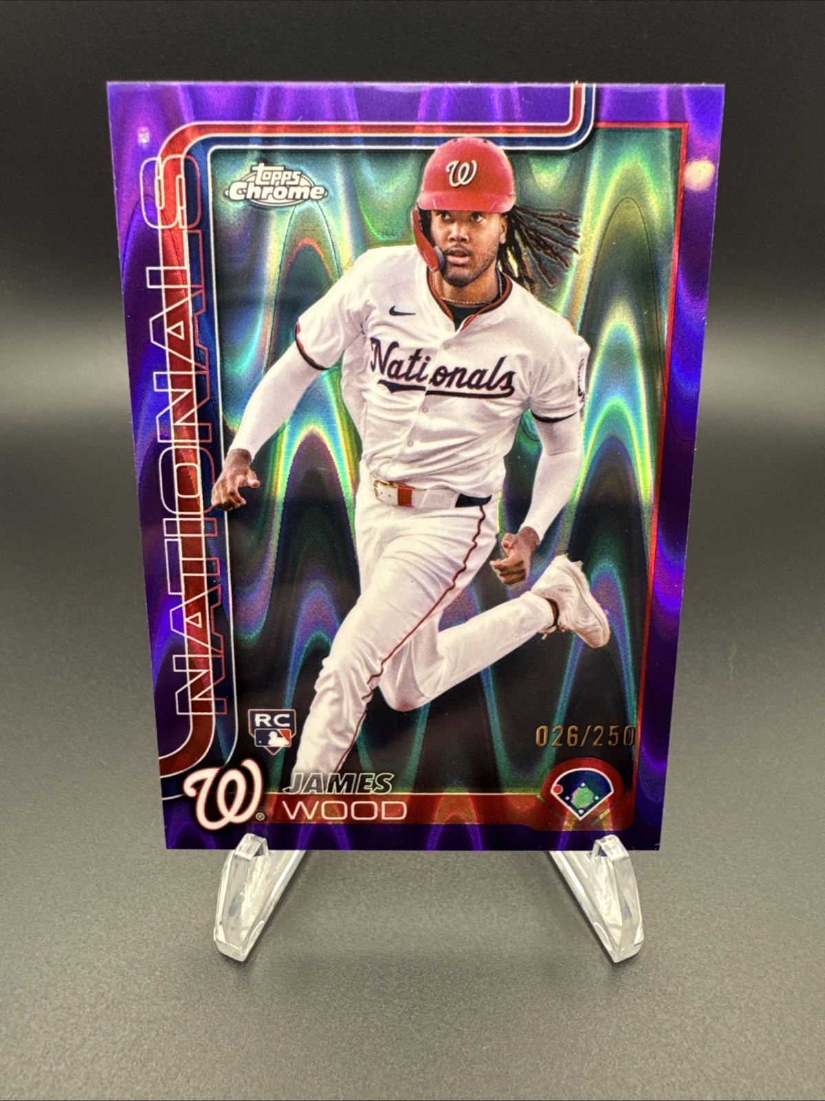 2025 Topps Chrome James Wood Purple RayWave /250 #132 (RC)