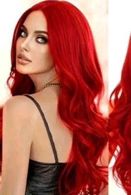 Brand New Long 26 In Red Wig Synthetic Cap Comes With Under Cap New Beautiful...