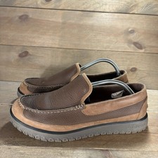 ll bean all week mens size 9 shoes brown leather slip on moccasin slippers