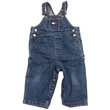 Tommy Hilfiger Carpenter Logo Flag Denim Jean Overalls Toddler 6-12 mon Y2K