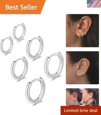 Elegant 14K Gold Plated Huggie Hoop Earrings Set - Hypoallergenic  Lightweight
